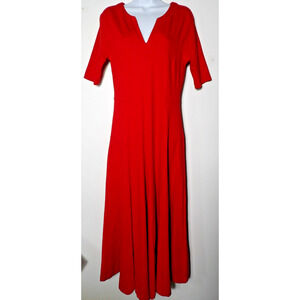 Soft Surroundings Scarletta Maxi Dress Sz 6 Red V Neck A Line EUC